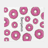 Juicy Delicious Pink Sprinsed Donut Fleece Deken (Voorkant (Horizontaal))
