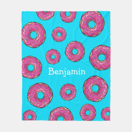 Juicy Delicious Pink Sprinsed Donut Fleece Deken (Voorkant)