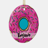 Juicy Delicious Pink Sprinsed Donut Keramisch Ornament (Rechts)