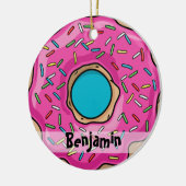 Juicy Delicious Pink Sprinsed Donut Keramisch Ornament (Links)
