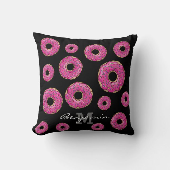 Juicy Delicious Pink Sprinsed Donut Kussen (Voorkant)