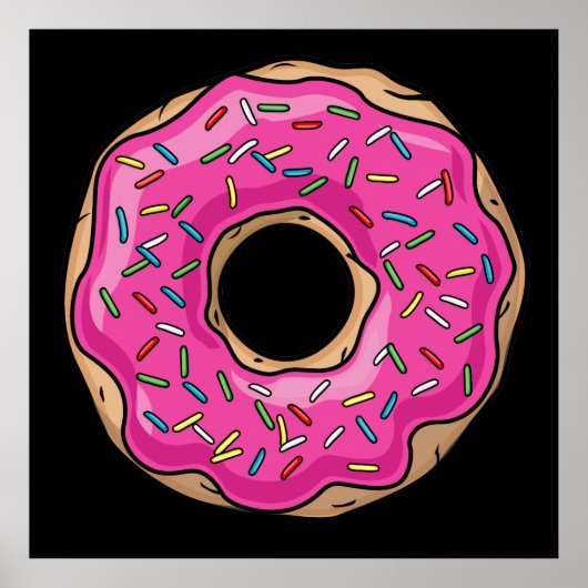 Juicy Delicious Pink Sprinsed Donut Poster (Voorkant)
