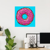 Juicy Delicious Pink Sprinsed Donut Poster (Thuiskantoor)
