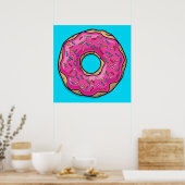 Juicy Delicious Pink Sprinsed Donut Poster (Keuken)