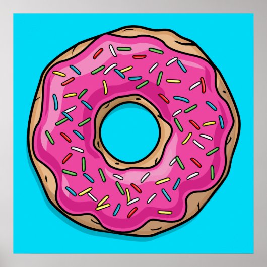 Juicy Delicious Pink Sprinsed Donut Poster (Voorkant)