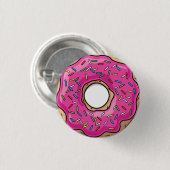 Juicy Delicious Pink Sprinsed Donut Ronde Button 3,2 Cm (Voorkant /achterkant)
