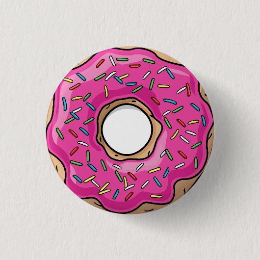 Juicy Delicious Pink Sprinsed Donut Ronde Button 3,2 Cm (Voorkant)