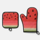 Juicy Delicious Ripe Watermelon met zaadontwerp Ovenwant & Pannenlap Set (Voorkant)