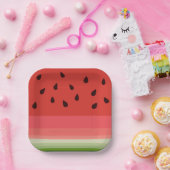Juicy Delicious Ripe Watermelon met zaadontwerp Papieren Bordje (Feest)