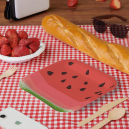Juicy Delicious Ripe Watermelon met zaadontwerp Papieren Bordje