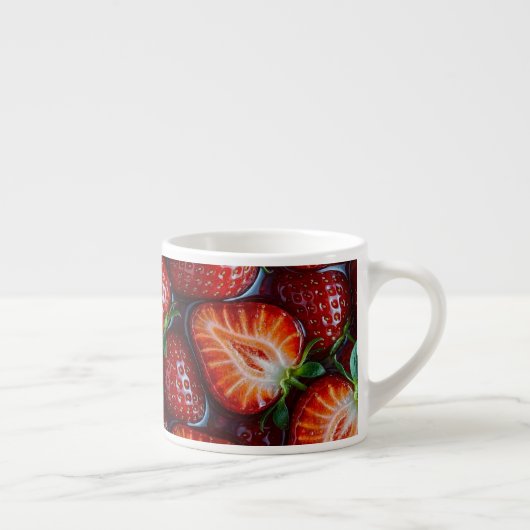 Juicy Fresh Red Strawberries Summer Fruit Pattern Espresso Kop (Rechts)