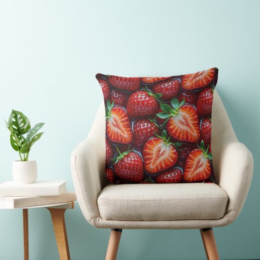 Juicy Fresh Red Strawberries Summer Fruit Pattern Kussen (Stoel)