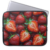 Juicy Fresh Red Strawberries Summer Fruit Pattern Laptop Sleeve (Voorkant)