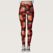 Juicy Fresh Red Strawberries Summer Fruit Pattern Leggings (Voorkant)