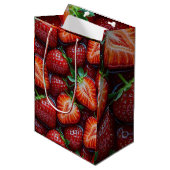 Juicy Fresh Red Strawberries Summer Fruit Pattern Medium Cadeauzakje (Voorkant Gekanteld)