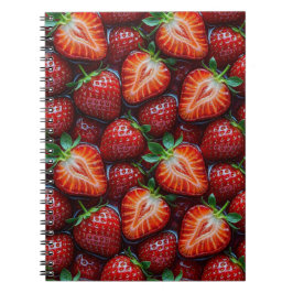 Juicy Fresh Red Strawberries Summer Fruit Pattern Notitieboek