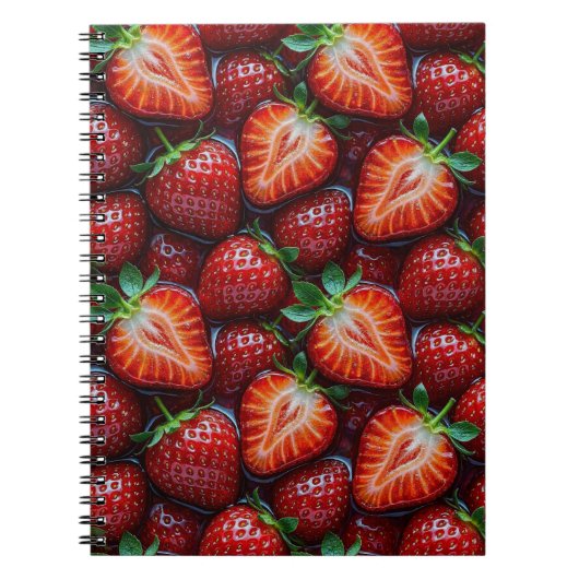 Juicy Fresh Red Strawberries Summer Fruit Pattern Notitieboek (Voorkant)
