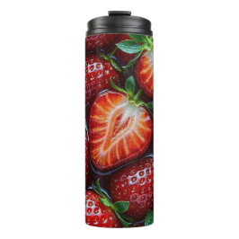 Juicy Fresh Red Strawberries Summer Fruit Pattern Thermosbeker