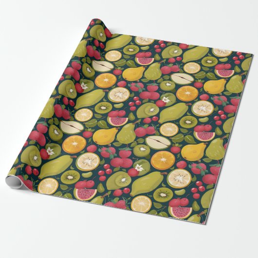 Juicy Fruit Tropical Gift Wrapping Paper Cadeaupapier (Uitgerold)