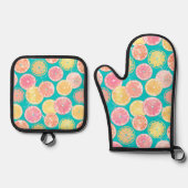 Juicy Grapefruit Slices Pattern Towel Ovenwant & Pannenlap Set (Voorkant)