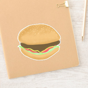 Juicy Hamburger Drawing Art Sticker