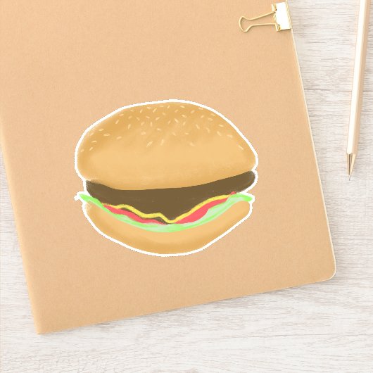 Juicy Hamburger Drawing Art Sticker (Notitieboek)