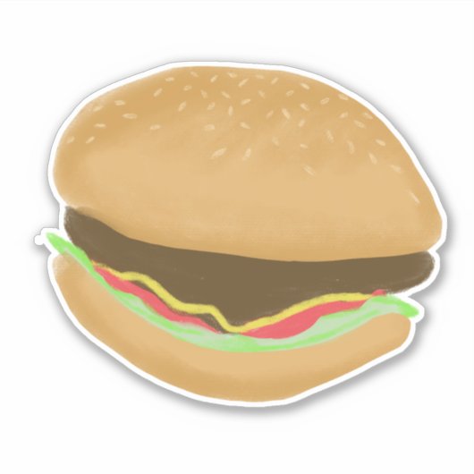 Juicy Hamburger Drawing Art Sticker (Voorkant)
