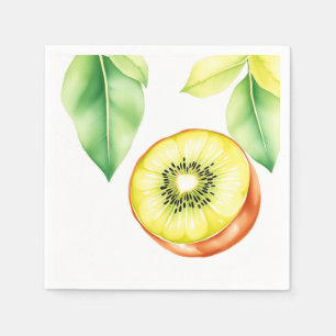 Juicy Kiwi in Waterverf op witte achtergrond Servet