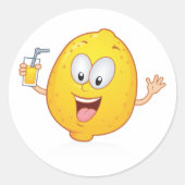 Juicy Lemon Drink Ronde Sticker (Voorkant)