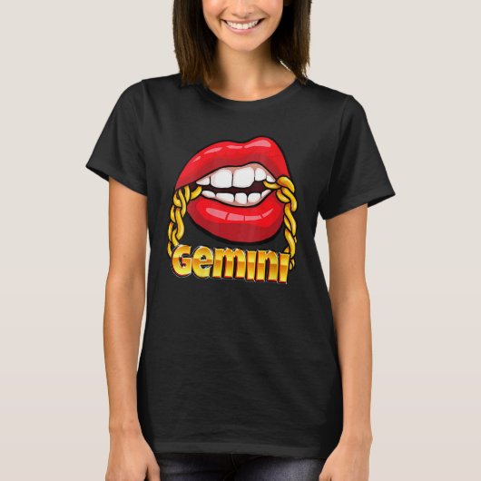 Juicy Lips Gold Chain Gemini Zodiac Sign Costume T-shirt (Voorkant)