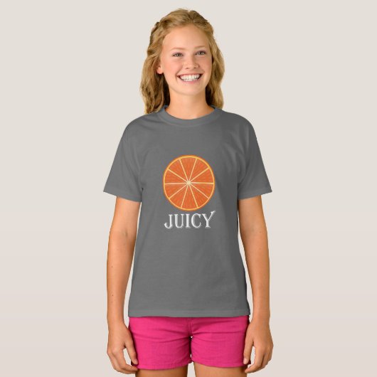 Juicy Oranje - Girls' Basic T-Shirt (Voorkant volledig)