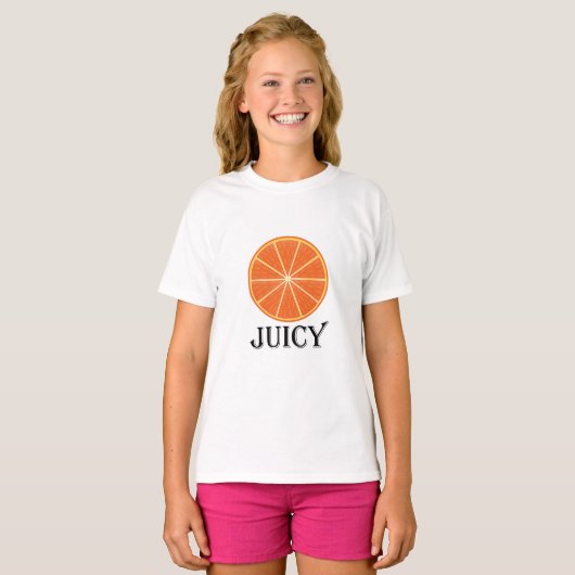 Juicy Oranje - Girls' Basic T-Shirt (Voorkant volledig)