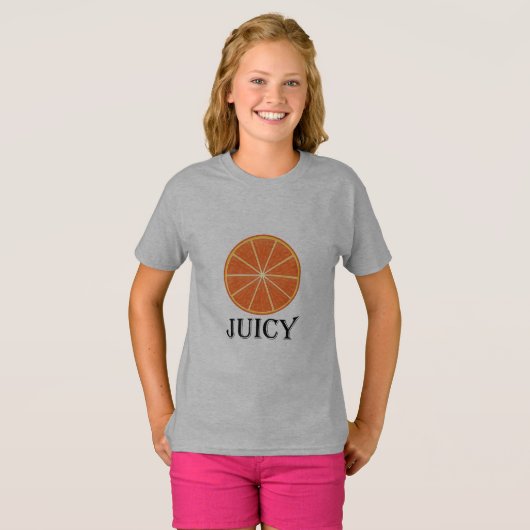 Juicy Oranje - Girls' Basic T-Shirt (Voorkant volledig)
