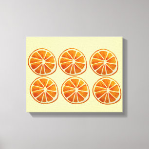 Juicy oranje segment waterverf patroon pop kunst canvas afdruk