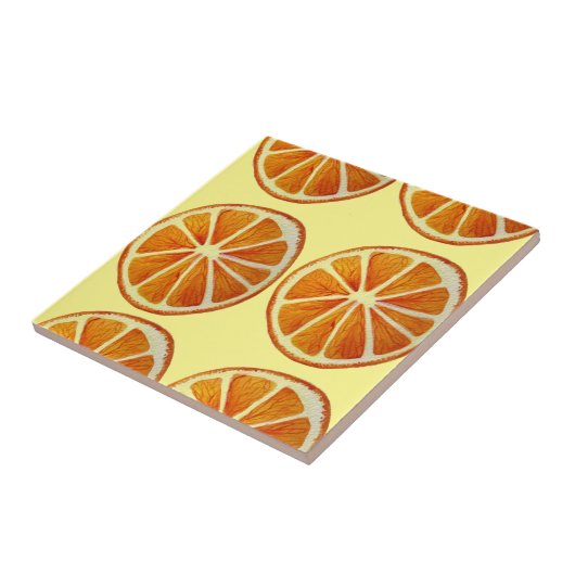 Juicy oranje slice waterverf art. pop art. tegeltje (Zijkant)