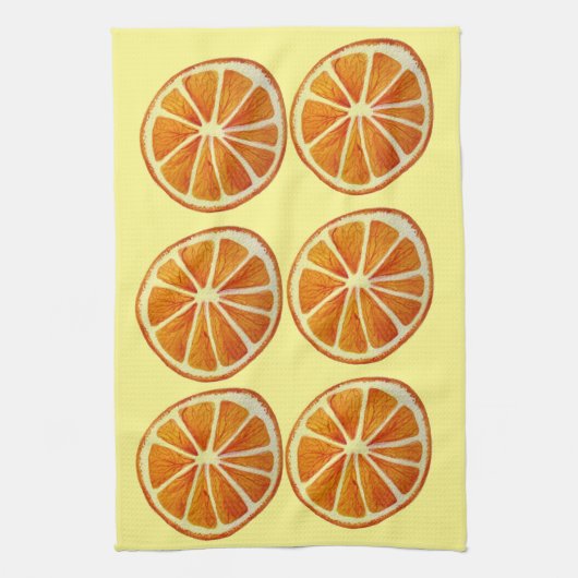Juicy oranje slice waterverf art. pop art. theedoek (Verticaal)
