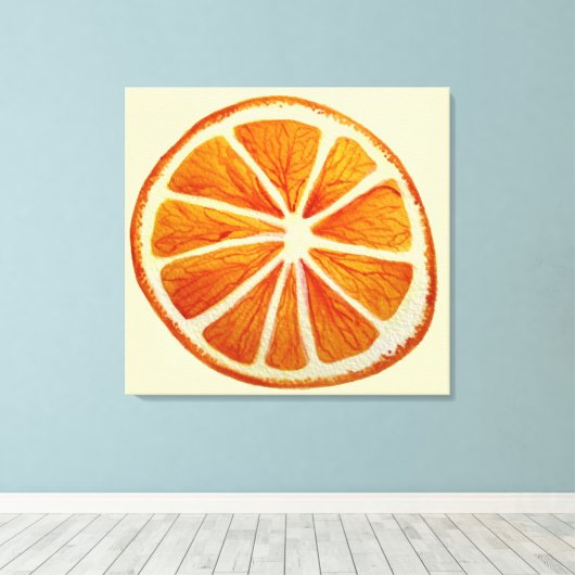 Juicy oranje slice waterverf art pop canvas afdruk (Insitu (Houten vloer))