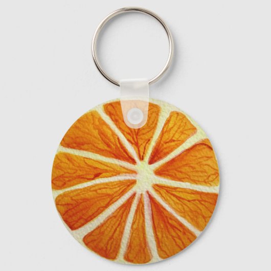 Juicy Oranje waterverf fruit pop Sleutelhanger (Voorkant)