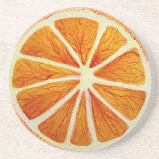 Juicy Oranje waterverf fruit pop Zandsteen Onderzetter (Voorkant)