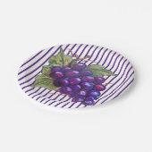 Juicy Paars Grapes Striped Dessert Wine Harvest Papieren Bordje (Gekanteld)