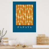 Juicy Papaya Poster Blauw (Keuken)