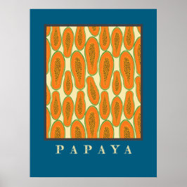 Juicy Papaya Poster Blauw