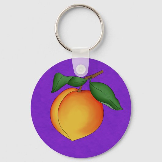 Juicy Peach & Paarse Background Sleutelhanger (Voorkant)
