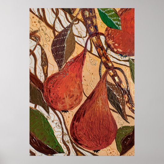 Juicy pear Fruit Botany Poster (Voorkant)