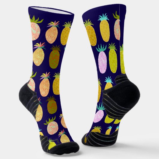 Juicy Pineapple Navy Pattern Sokken (Gebogen)