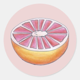 Juicy Pink Grapefruit Citrus Breakfast Food Ronde Sticker