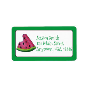 Juicy Pink Watermelon Fruity Fruit Slice Address Etiket