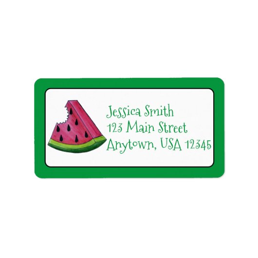 Juicy Pink Watermelon Fruity Fruit Slice Address Etiket (Voorkant)