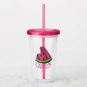 Juicy Pink Watermelon Melon Slice Picnic Food Acryl Drinkbeker
