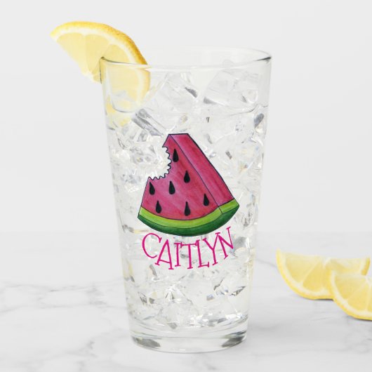 Juicy Pink Watermelon Melon Slice Picnic Food Glas (Voorkant ijs)